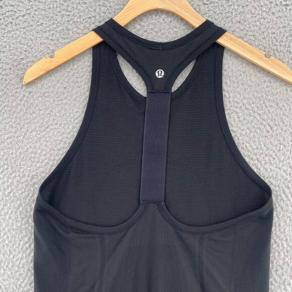 Lululemon Swiftly Tech T-Back Black Top Womens 6 Stretch Running Silverescent - Picture 4 of 11